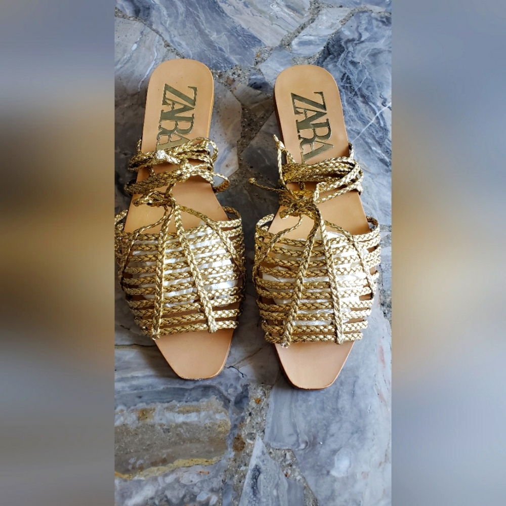 Zara gold gladiator sandals